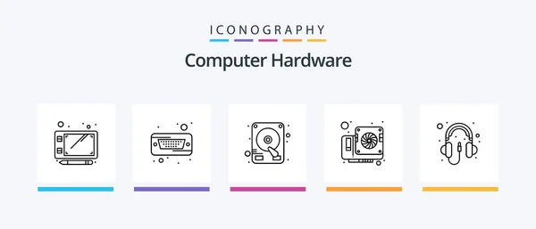 Computer Hardware Line Icon Pack Including Hardware Computer Electronics Remote — Stok Vektör