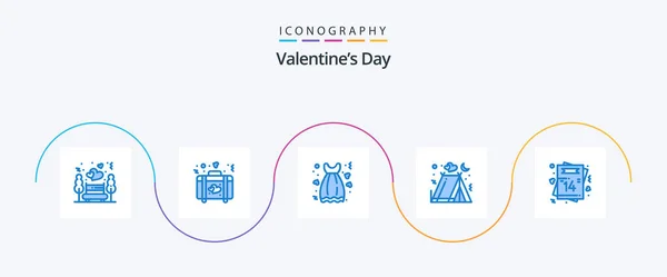 Valentines Day Blue Icon Pack Including Heart Love Cloth Holidays — Vector de stock