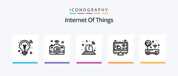 Internet Things Line Icon Pack Including Internet Things House Internet — Stockový vektor
