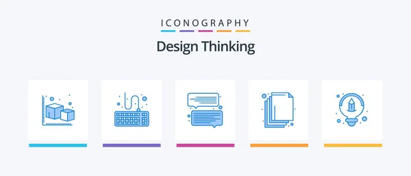 Design Thinking Blue Icon Pack Including Idea Creative Tools Layers — Διανυσματικό Αρχείο