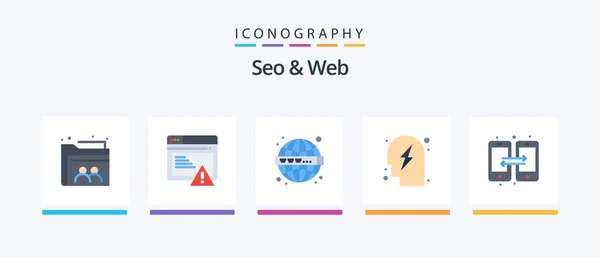 Seo Web Flat Icon Pack Including Data Power Seo Strategy — Stock Vector