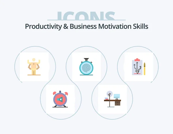 Productivity Business Motivation Skills Flat Icon Pack Icon Design Nonstop — Stok Vektör