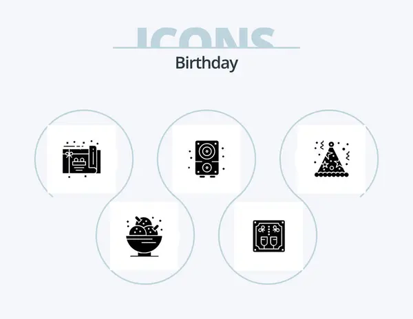 Birthday Glyph Icon Pack Icon Design Birthday Music Cheers Multimedia — Wektor stockowy
