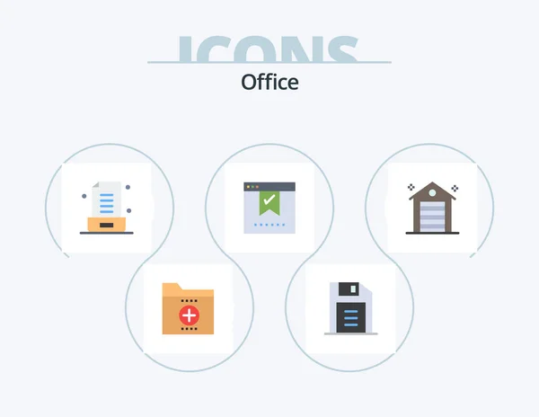 Office Flat Icon Pack Icon Design Building Office Email Good — Vetor de Stock