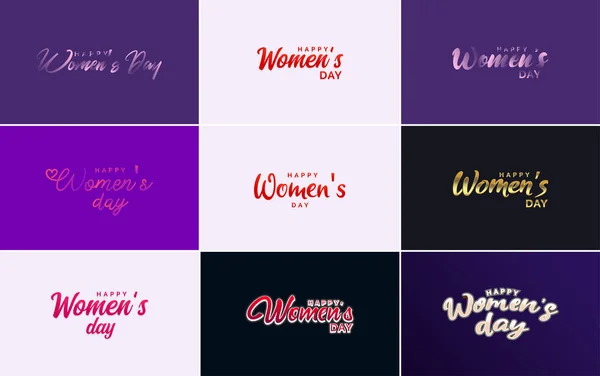 Розовый Счастливый Женский День Типографические Элементы Дизайна Международный Женский День — стоковый вектор