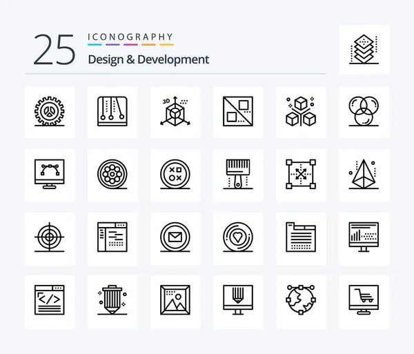 Design Development Line Icon Pack Including Coding Design Video Game — Vettoriale Stock
