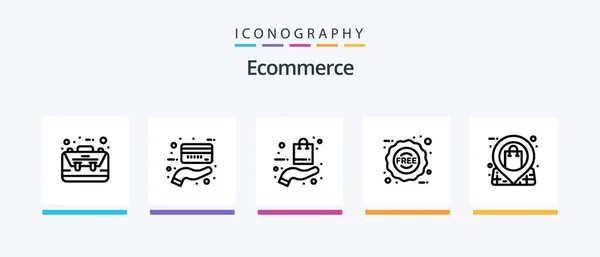 Ecommerce Line Icon Pack Including Sign Info Ecommerce Shipping Delivery — Stockvector