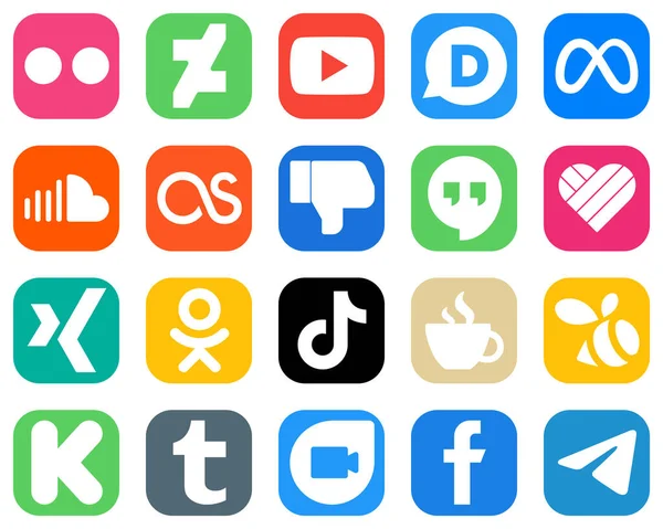 Unique Social Media Icons Odnoklassniki Likee Soundcloud Google Hangouts Dislike — Stock Vector