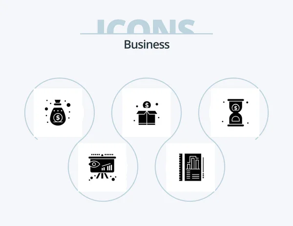 Business Glyph Icon Pack Icon Design Hourglass Money Income Funding — Vetor de Stock