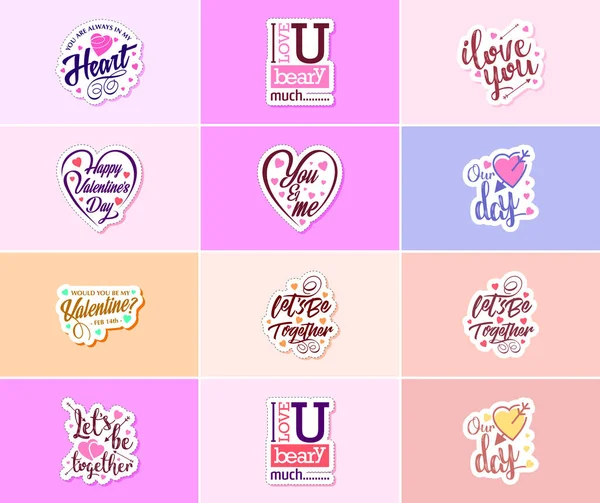Valentine Day Time Passion Beautiful Designs Stickers — Vector de stock