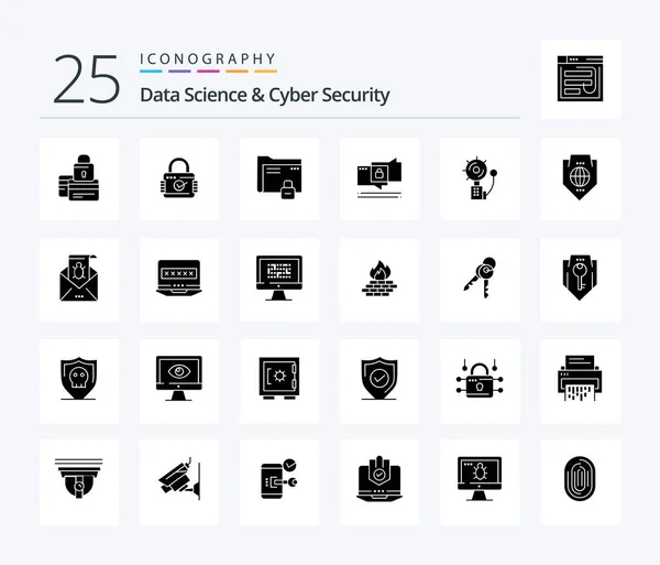 Data Science Cyber Security Solid Glyph Icon Pack Including Security — Vetor de Stock