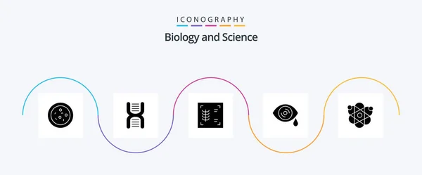Biology Glyph Icon Pack Including Genetic Ribs Biology Tears — Wektor stockowy