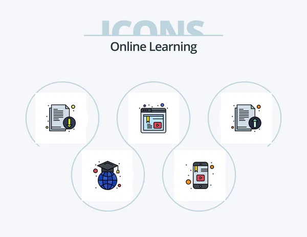 Online Learning Line Filled Icon Pack Icon Design Audio Book — Image vectorielle