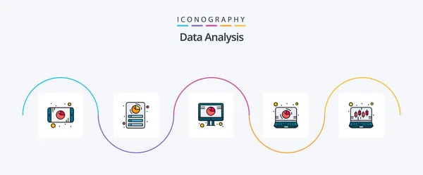 Data Analysis Line Filled Flat Icon Pack Including Preferences File — ストックベクタ