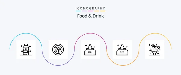 Food Drink Line Icon Pack Including Close Food Drink Open — стоковый вектор