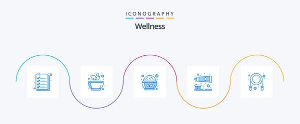Wellness Blue Icon Pack Including Jump Toothbrush Rest Tooth Salad — стоковый вектор