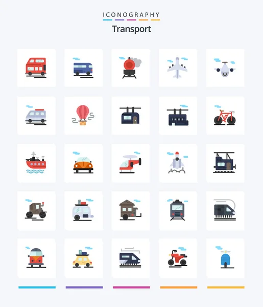 Creative Transport Flat Icon Pack Transport Balloon Plane Air Transport — Image vectorielle