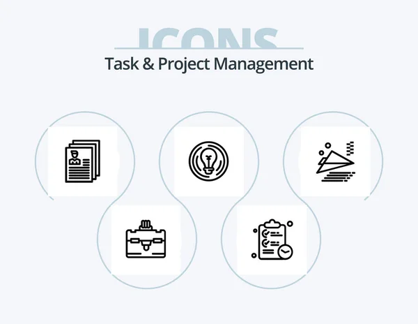 Task Project Management Line Icon Pack Icon Design Projector Graph — Stockvector