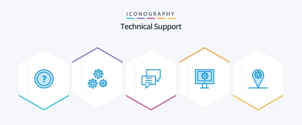 Technical Support Blue Icon Pack Including Web Maintenance Technical Assistance — Vetor de Stock