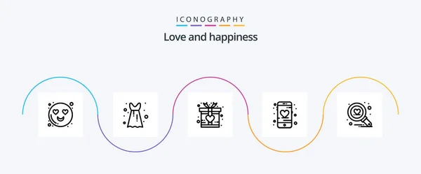 Love Line Icon Pack Including Search Present Love Mobile — Vetor de Stock