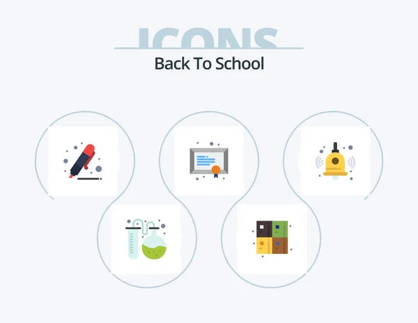 Back School Flat Icon Pack Icon Design Back School School — Archivo Imágenes Vectoriales