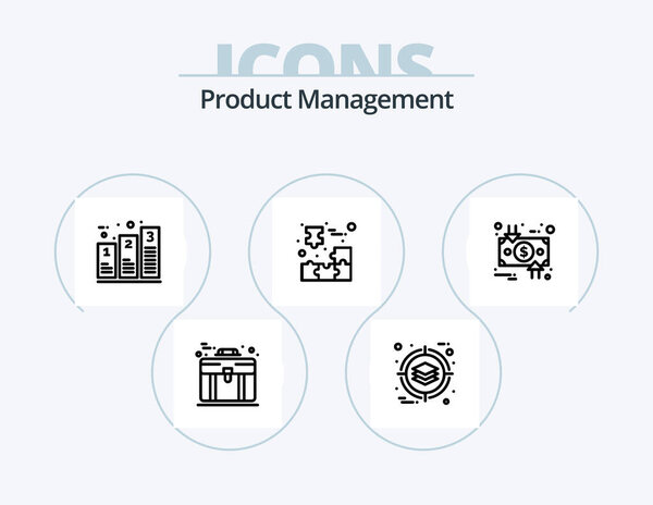Product Management Line Icon Pack 5 Icon Design. down. cycle. strategy. circulation. case