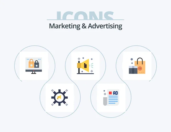 Marketing Advertising Flat Icon Pack Icon Design Advertising Advertising Tips — стоковый вектор