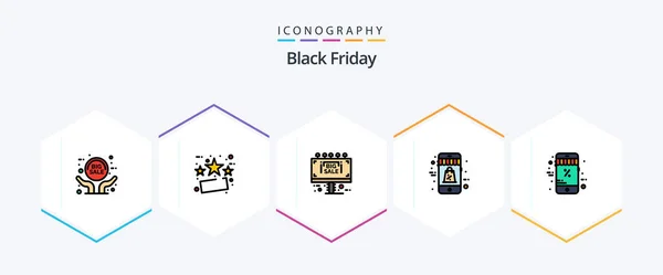 Black Friday Filledline Icon Pack Including Black Friday Sale Info — Stockový vektor