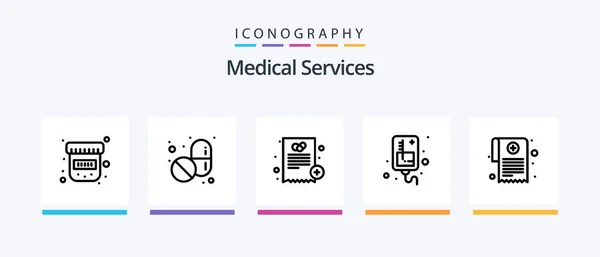 Medical Services Line Icon Pack Including Operator Headphone Health Medical — ストックベクタ