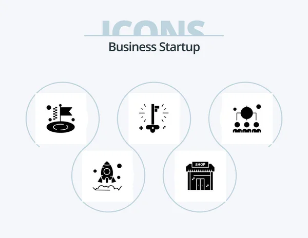 Business Startup Glyph Icon Pack Icon Design Money Business Market — Stockvektor