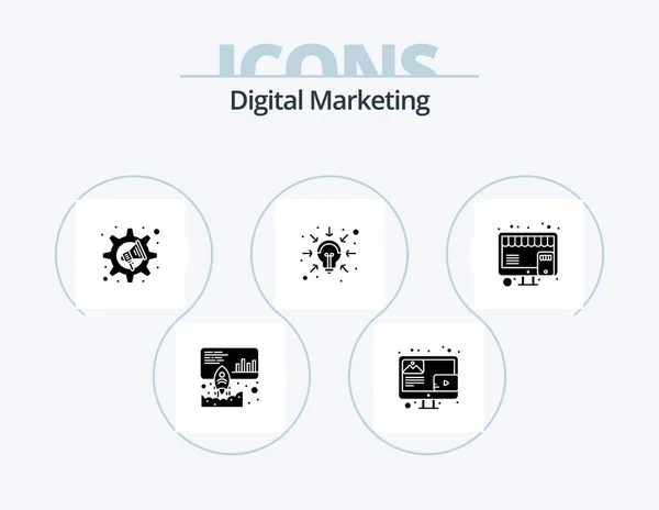 Digital Marketing Glyph Icon Pack Icon Design Online Solutions Marketing — Stockvektor