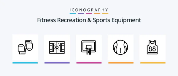 Fitness Recreation Sports Equipment Line Icon Pack Including Ball Nba — Image vectorielle