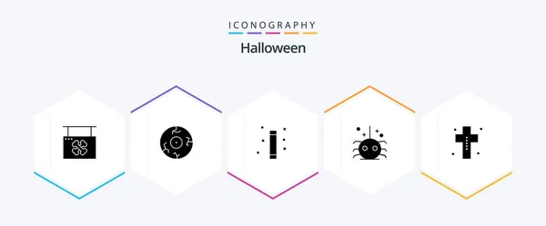 Halloween Glyph Icon Pack Including Spider Halloween Horror Bug Magical — Image vectorielle