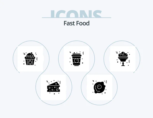 Fast Food Glyph Icon Pack Icon Design Glass Food Wine — Vetor de Stock
