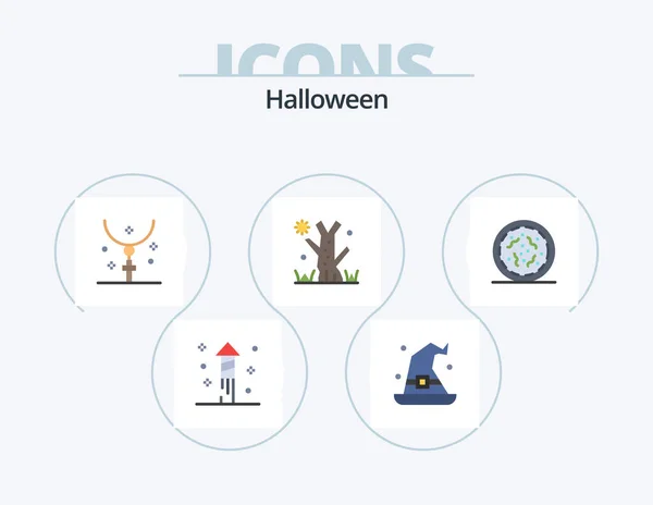 Halloween Flat Icon Pack Icon Design Spooky Halloween Easter Tree — стоковый вектор