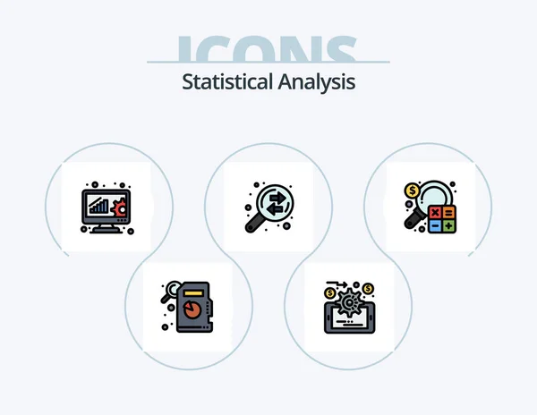 Statistical Analysis Line Filled Icon Pack Icon Design Analysis Graph — Stock Vector