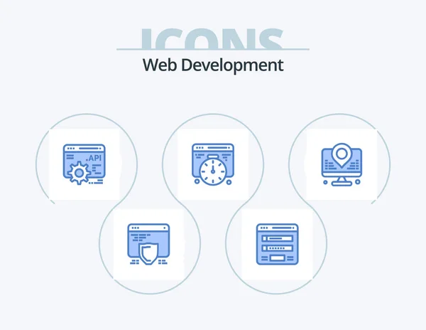 Web Development Blue Icon Pack Icon Design Location Development Web — Stok Vektör