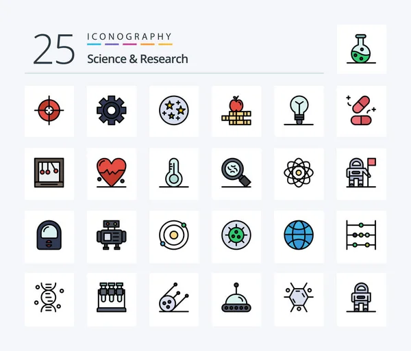 Science Line Filled Icon Pack Including Pills Process Space Idea — ストックベクタ