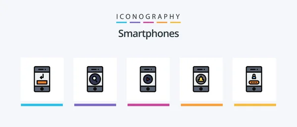 Smartphones Line Filled Icon Pack Including Electronics Technology Alarm Smartphone — Archivo Imágenes Vectoriales