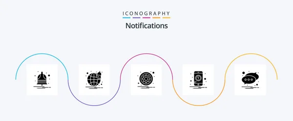 Notifications Glyph Icon Pack Including Notification Mobile Gear One Notification — Image vectorielle