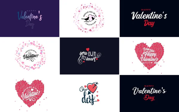 Valentine Lettering Heart Design Suitable Use Valentine Day Cards Invitations — Vettoriale Stock