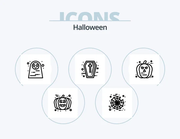Halloween Line Icon Pack Icon Design Avatar Halloween Animal Face — ストックベクタ