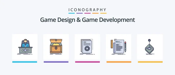 Game Design Game Development Line Filled Icon Pack Including Gaming — ストックベクタ