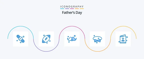 Fathers Day Blue Icon Pack Including Dad Tie Accessories Dress — Stockvektor