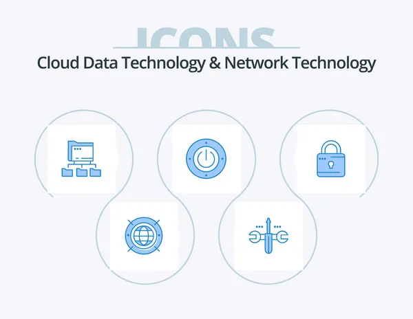 Cloud Data Technology Network Technology Blue Icon Pack Icon Design — Vetor de Stock