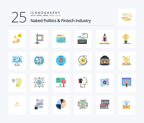 Naked Politics Fintech Industry Flat Color Icon Pack Including Money — Stok Vektör