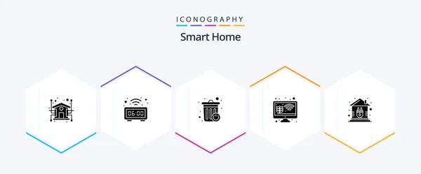 Smart Home Glyph Icon Pack Including Control Monitor Growth Wrist — стоковый вектор