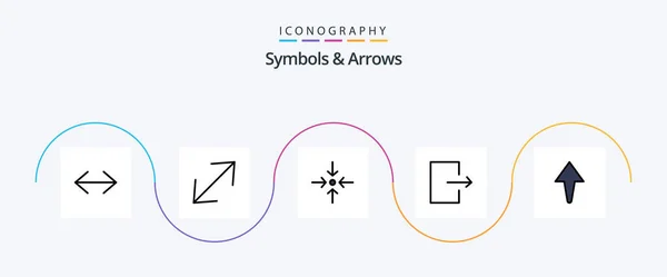 Symbols Arrows Line Filled Flat Icon Pack Including Collapse Send — Archivo Imágenes Vectoriales