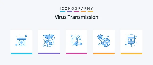 Virus Transmission Blue Icon Pack Including Recovery Pandemic Hand Infection — Archivo Imágenes Vectoriales