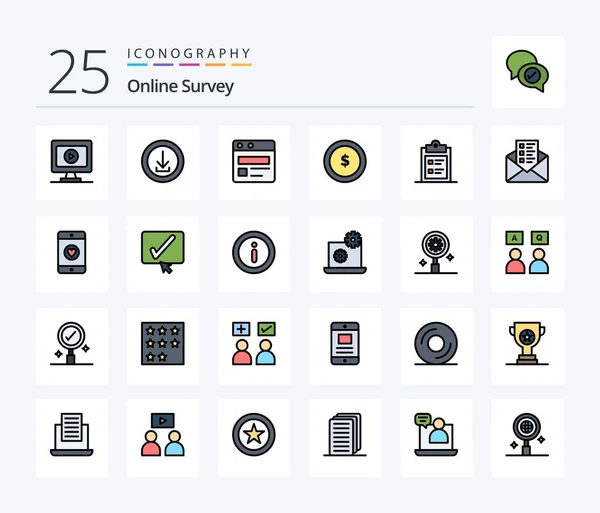 Online Survey Line Filled Icon Pack Including Paper Business Business — Stockový vektor